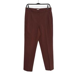 Brunello Cucinelli Wool Blend Flat Front Burgundy Tapered Dress Pants US 4